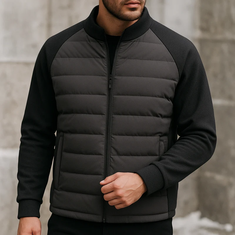 Wattierte Jacke für Herren mit Stehkragen im Business-Stil