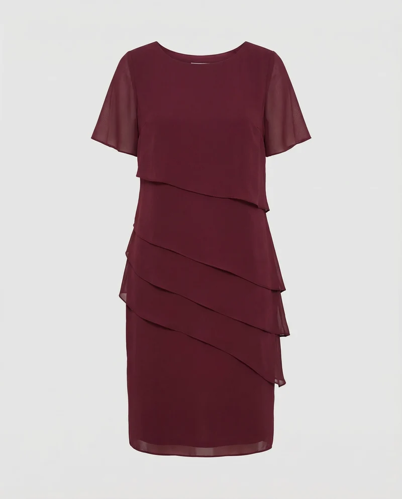 Minikleid im Lagen Look mit kurzen Ärmeln im einfarbigen Design