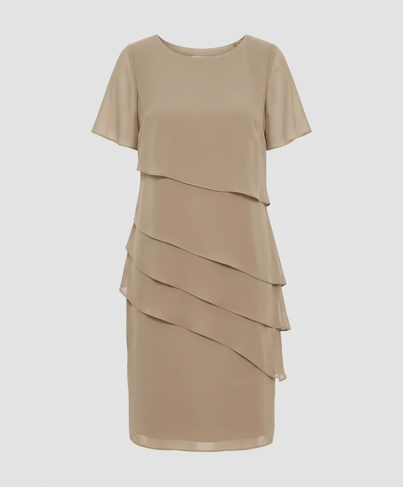 Minikleid im Lagen Look mit kurzen Ärmeln im einfarbigen Design
