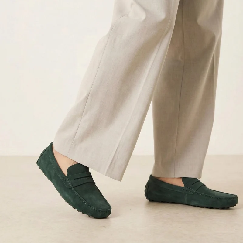 Loafer für Herren im Mokassin Stil aus Wildleder Optik mit weichem Innenfutter