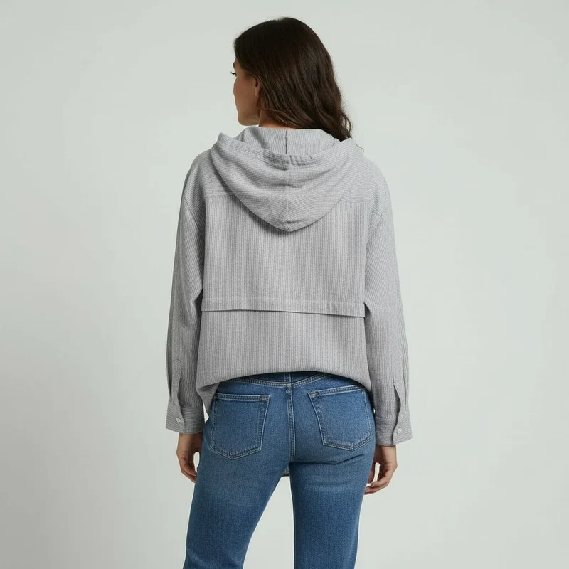 Hemd für Damen mit Langen Ärmeln und Kapuze