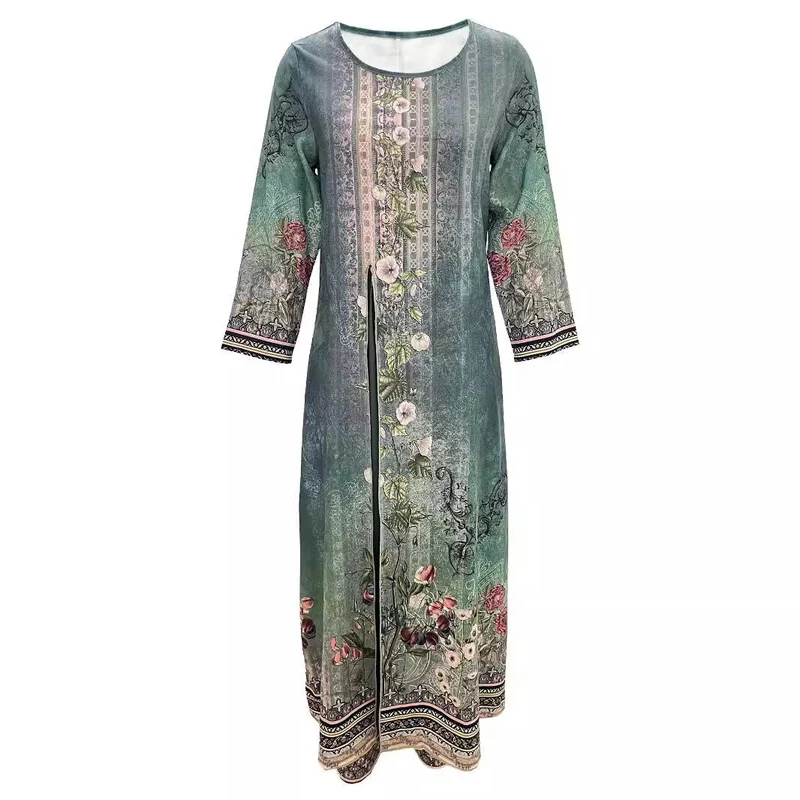 Weites Jumpsuit Set mit Rundhalsausschnitt und Langer Offener Tunika