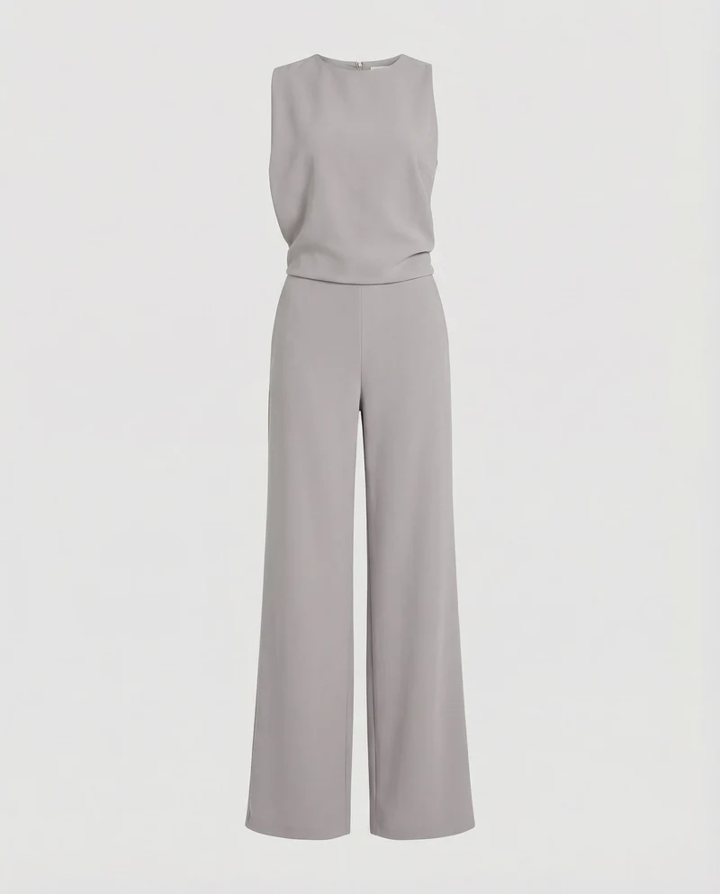 Weites Set im Jumpsuit Design mit Kurzarm Oberteil und Hohem Kragen