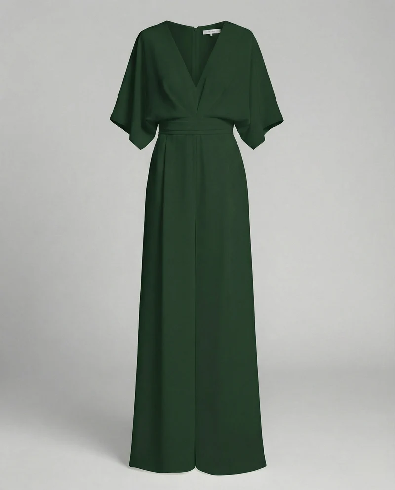 Eleganter Jumpsuit mit kurzen Ärmeln und V-Ausschnitt