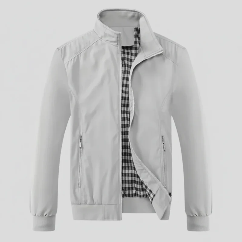 Leichte Blouson Jacke für Herren mit hohem Kragen und gestreiften Bündchen