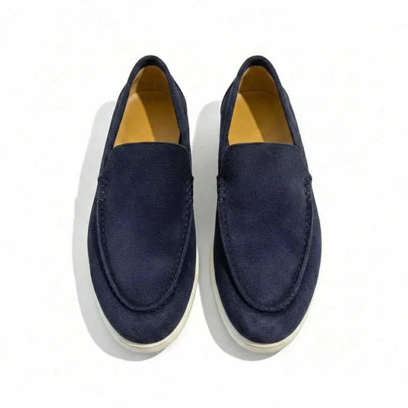 Loafer Schuhe für Herren in Velours-Optik mit Mokassin-Naht und Gummisohle