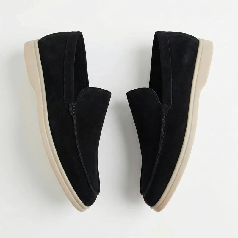 Loafer Schuhe für Herren in Velours-Optik mit Mokassin-Naht und Gummisohle