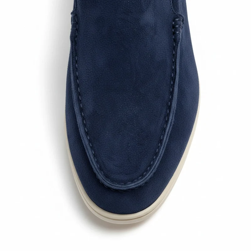Loafer Schuhe für Herren in Velours-Optik mit Mokassin-Naht und Gummisohle