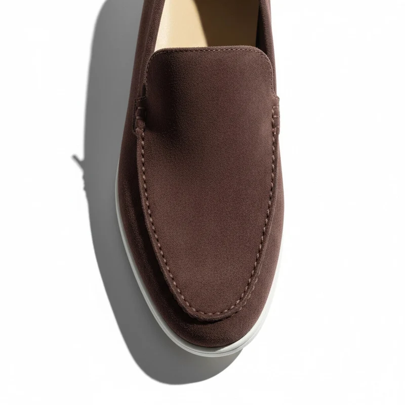 Loafer Schuhe für Herren in Velours-Optik mit Mokassin-Naht und Gummisohle
