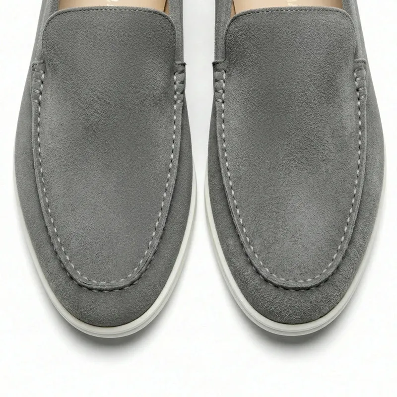 Loafer Schuhe für Herren in Velours-Optik mit Mokassin-Naht und Gummisohle