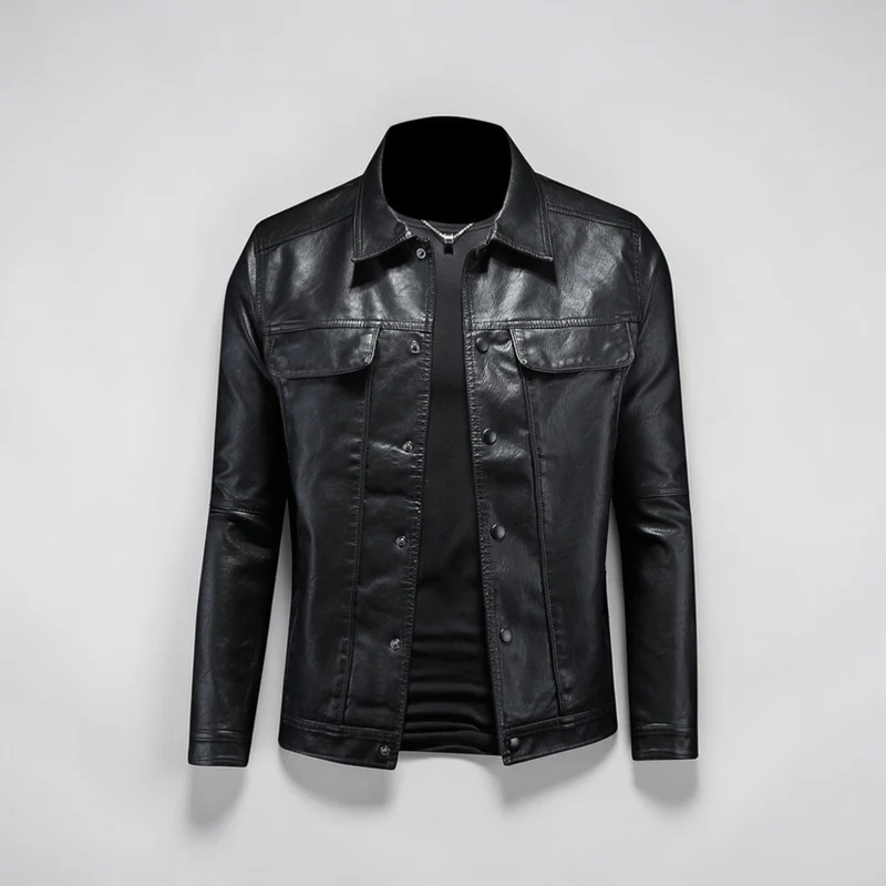 Hemdjacke für Herren mit Coating und Druckknöpfen
