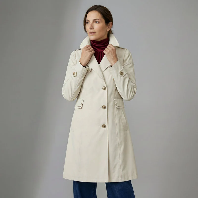 Leichter Trenchcoat für Damen ohne Gürtel mittellang