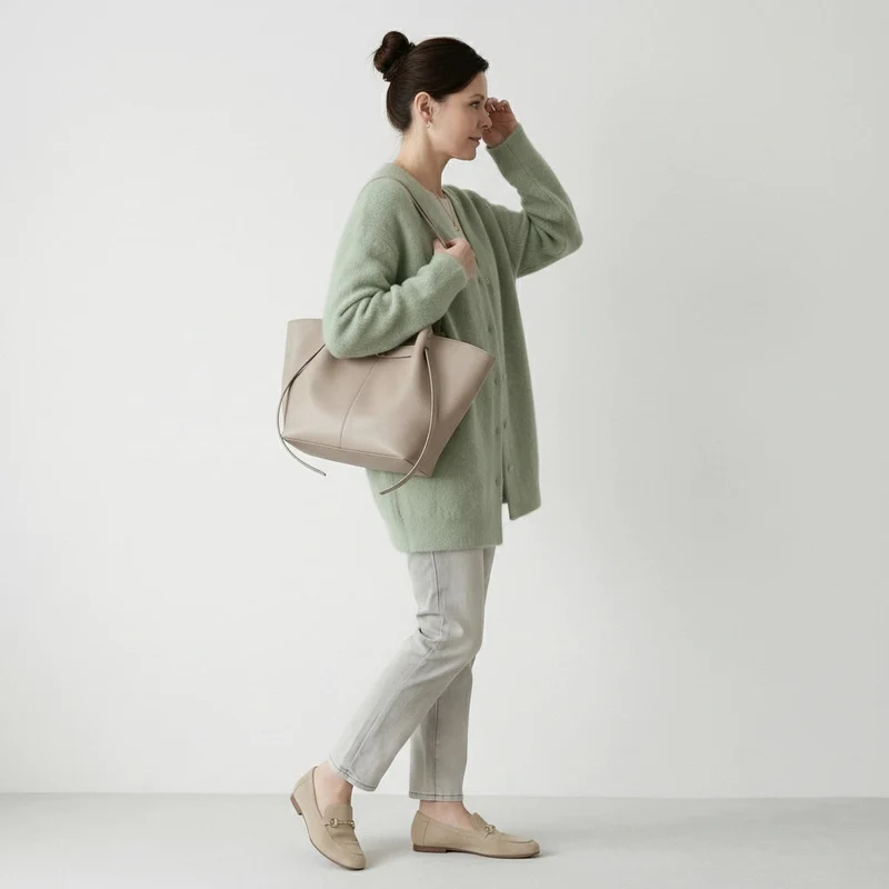 Langer Cardigan für Damen ohne Kragen im Relaxed Fit