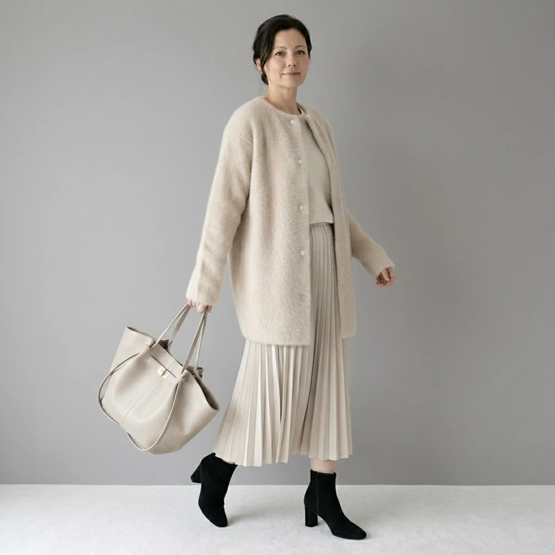 Langer Cardigan für Damen ohne Kragen im Relaxed Fit