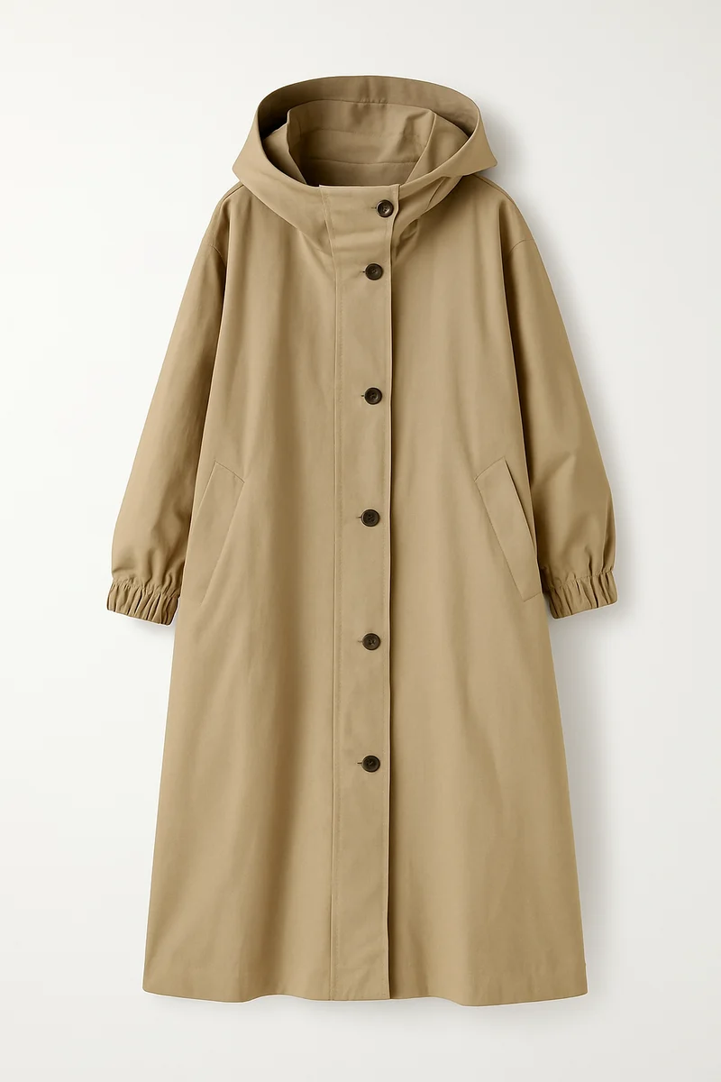 Lange Regen Jacke für Damen für die Übergangszeit mit Kapuze
