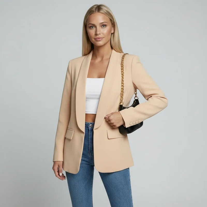Taillierter Damen Blazer mit fließendem Schalkragen im klassischen Schnitt