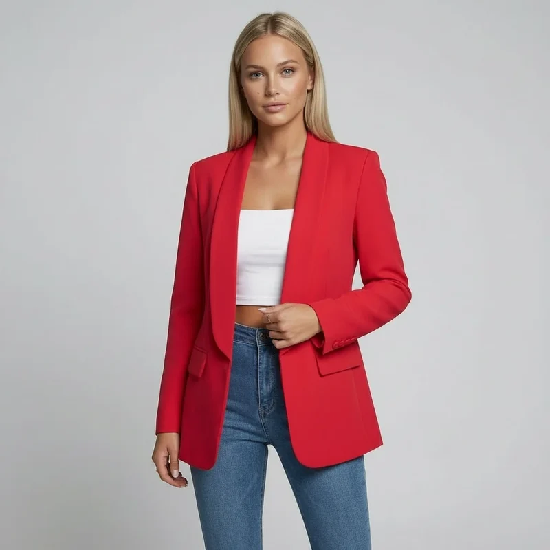 Taillierter Damen Blazer mit fließendem Schalkragen im klassischen Schnitt