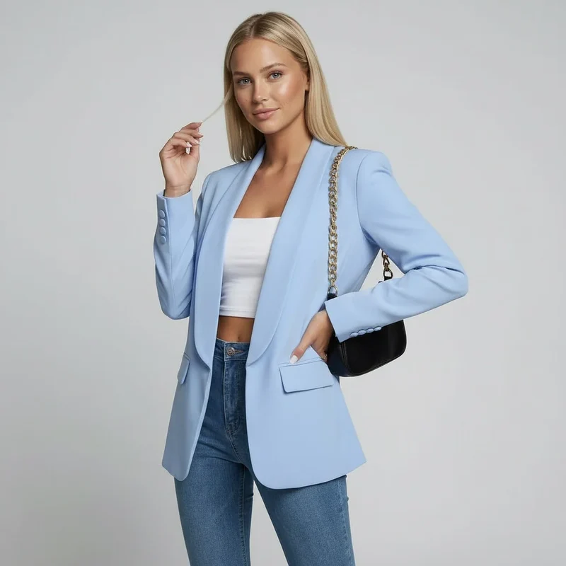 Taillierter Damen Blazer mit fließendem Schalkragen im klassischen Schnitt