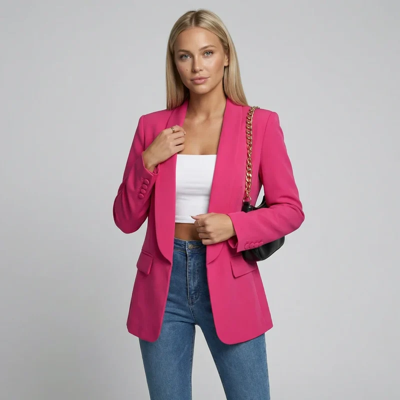 Taillierter Damen Blazer mit fließendem Schalkragen im klassischen Schnitt