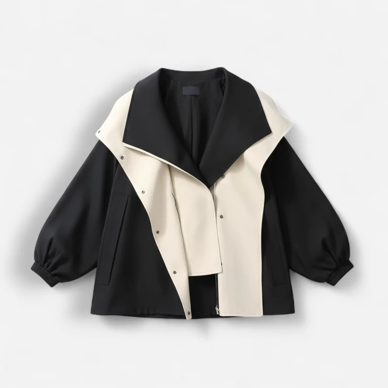 Regenjacke für Damen mit hohem mehrlagigem Kapuzenkragen
