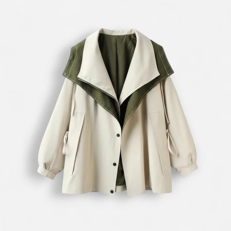 Regenjacke für Damen mit hohem mehrlagigem Kapuzenkragen