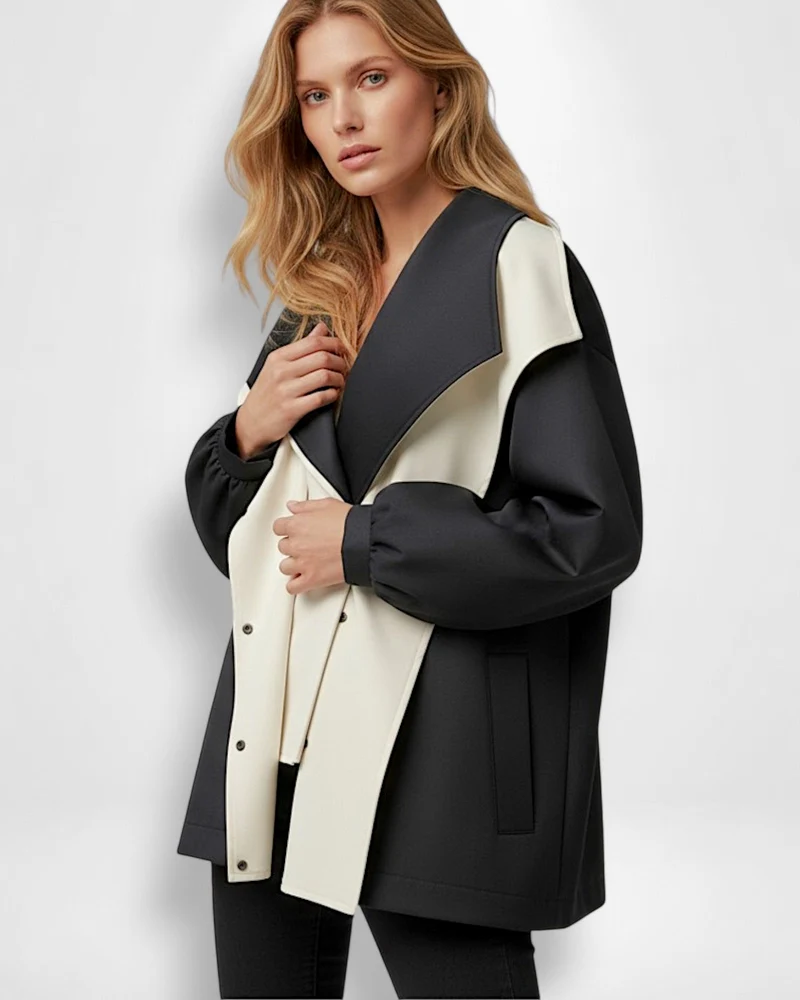 Regenjacke für Damen mit hohem mehrlagigem Kapuzenkragen