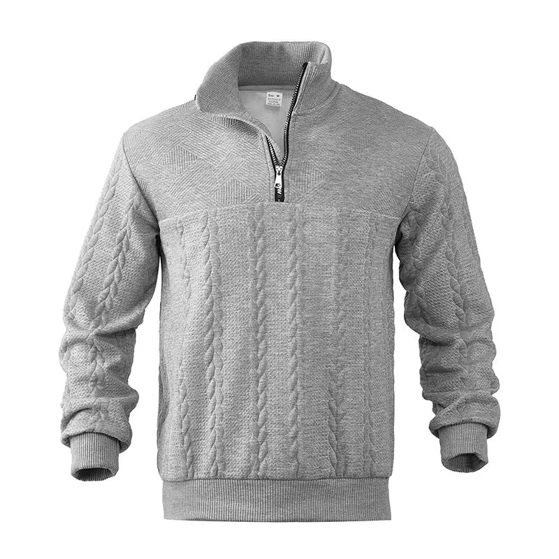 David | Herren Pullover Zopfstrick mit Viertelreißverschluss
