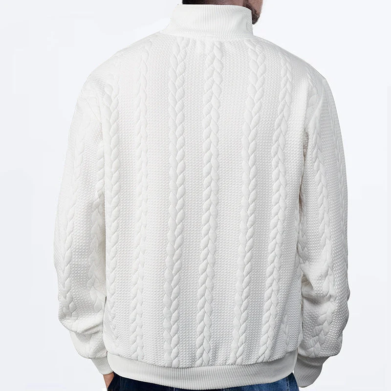 David | Herren Pullover Zopfstrick mit Viertelreißverschluss