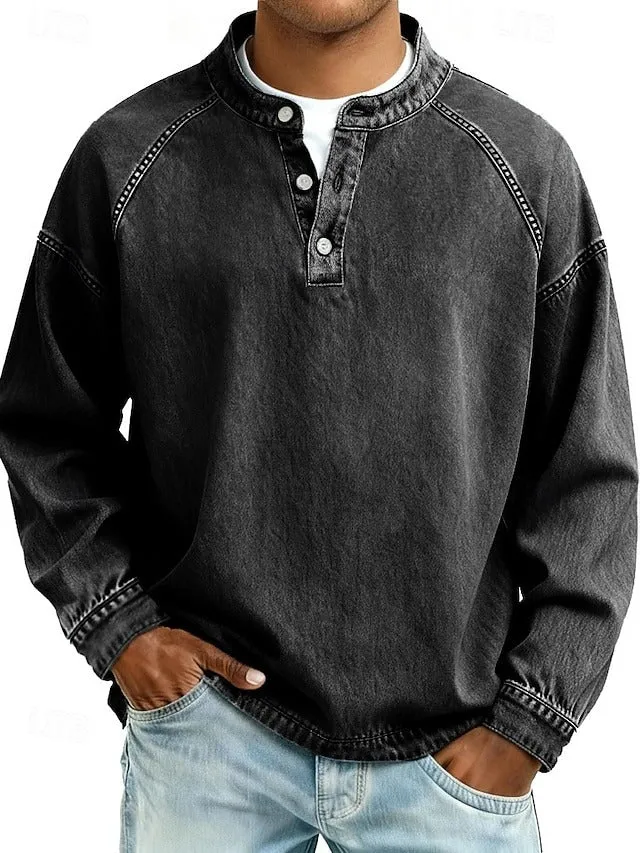 Oskar | Herren Henley-Pullover im Vintage-Look für Alltag