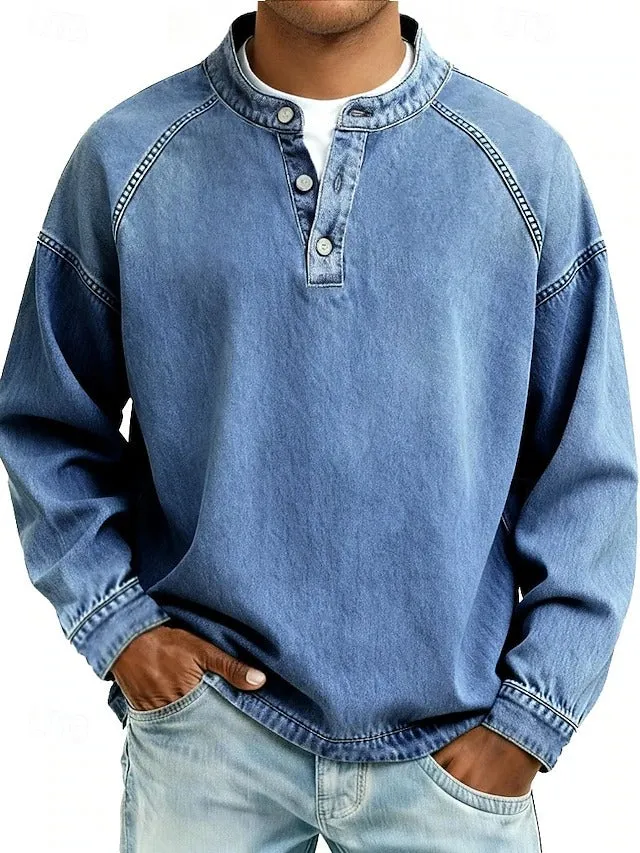 Oskar | Herren Henley-Pullover im Vintage-Look für Alltag