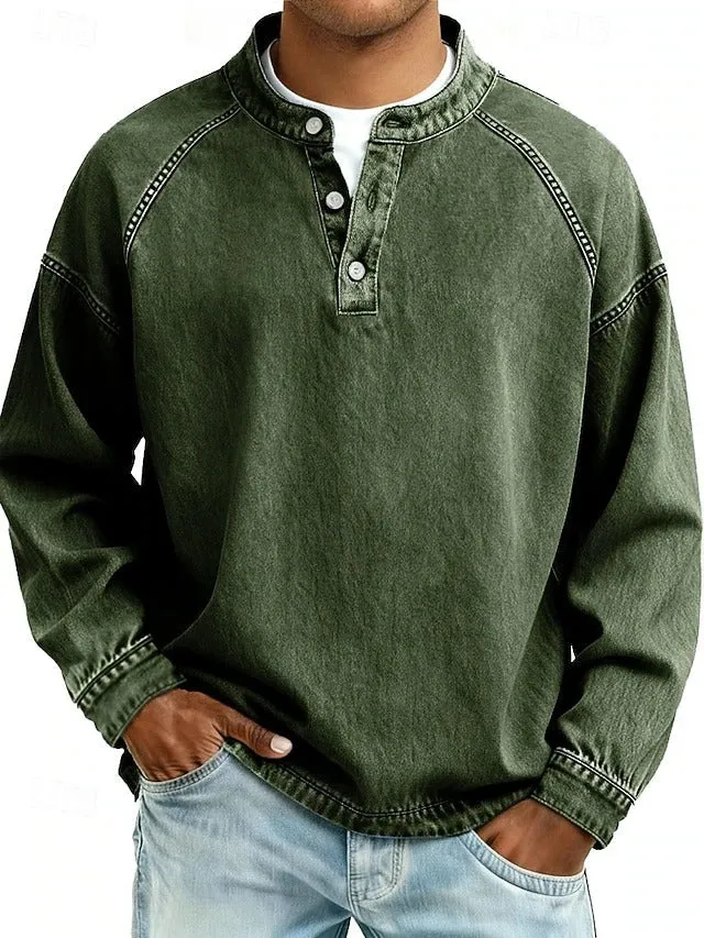 Oskar | Herren Henley-Pullover im Vintage-Look für Alltag