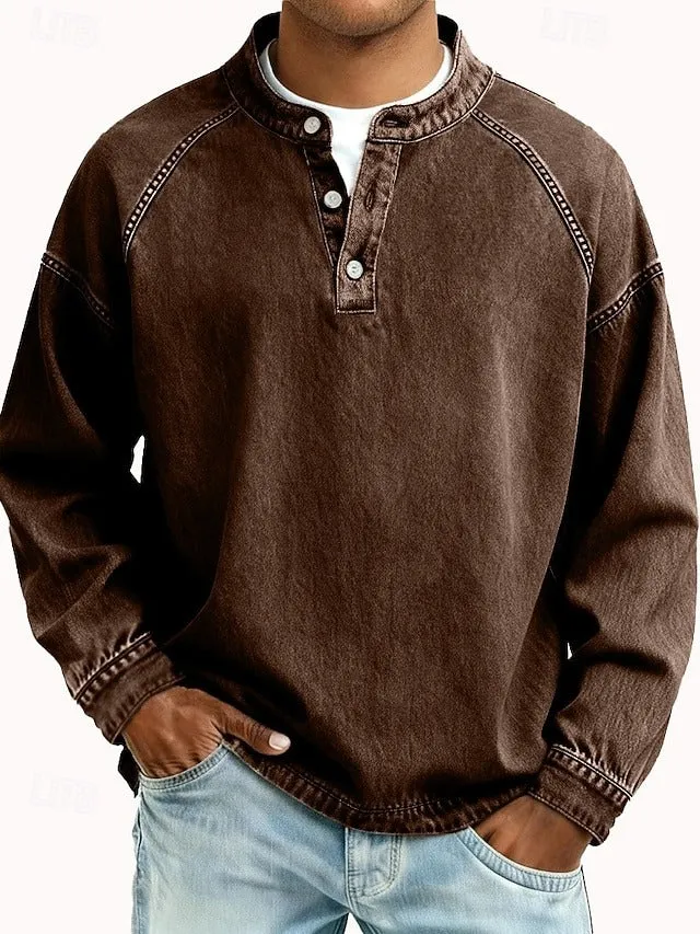 Oskar | Herren Henley-Pullover im Vintage-Look für Alltag