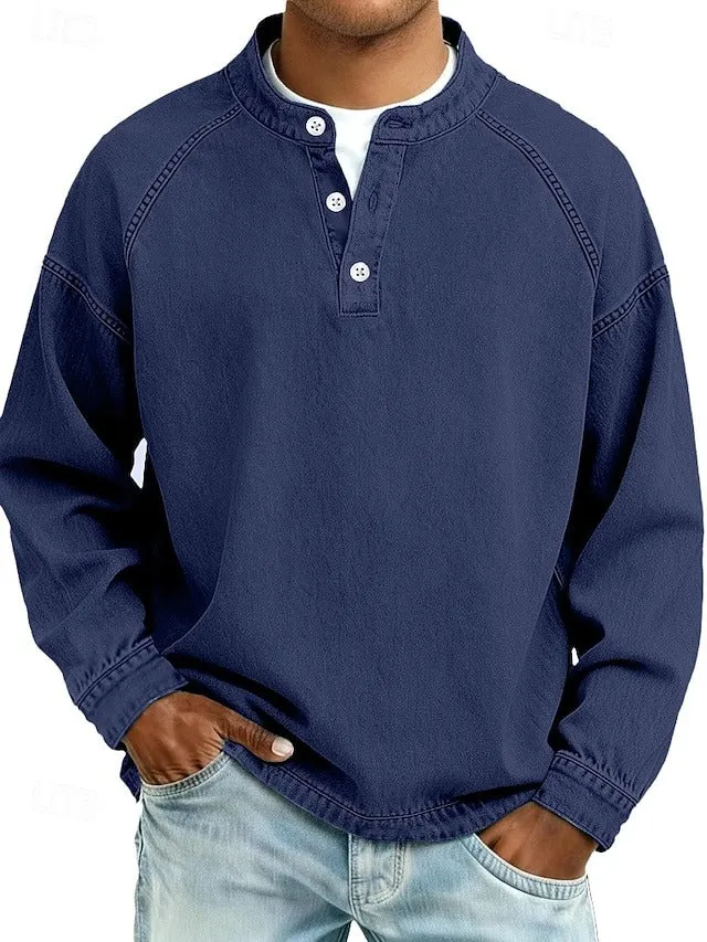 Oskar | Herren Henley-Pullover im Vintage-Look für Alltag