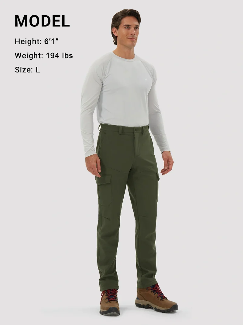 Men's Fleece-Lined Softshell Cargo Hiking Pants