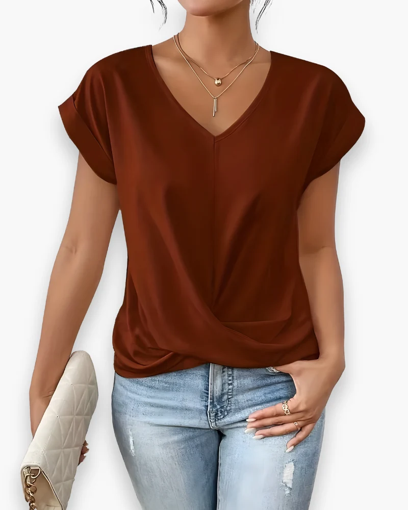 Damen Elegantes Twist Front Top | V-Ausschnitt