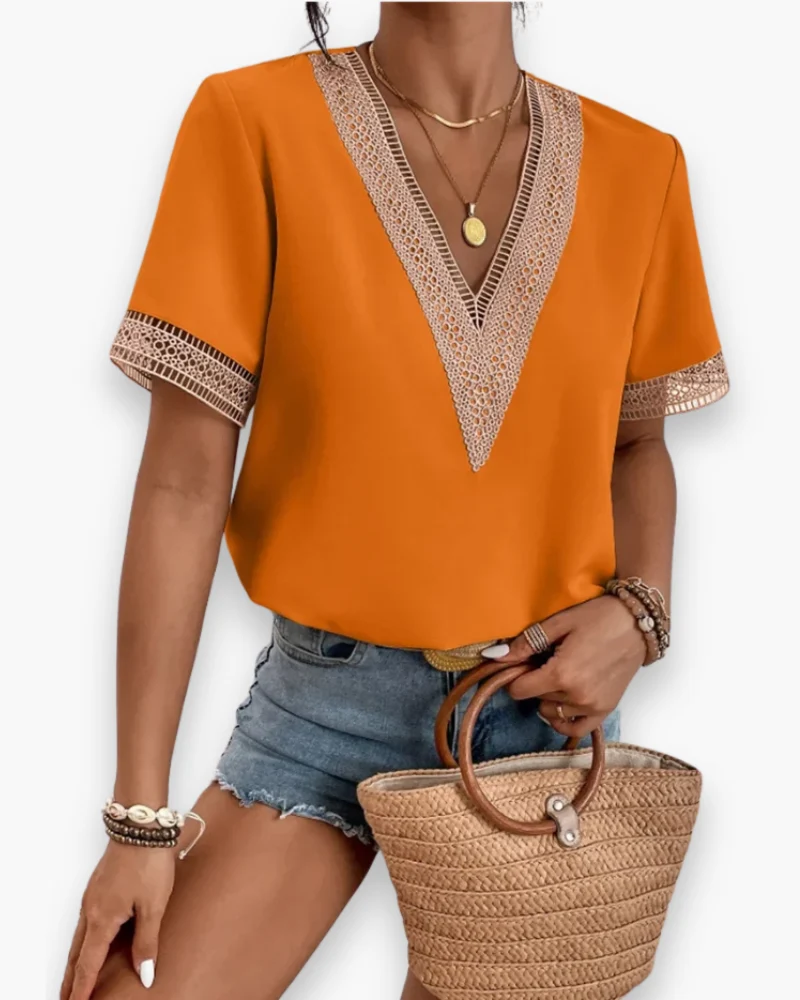 Damen Elegantes V-Ausschnitt Oberteil | Zeitlos