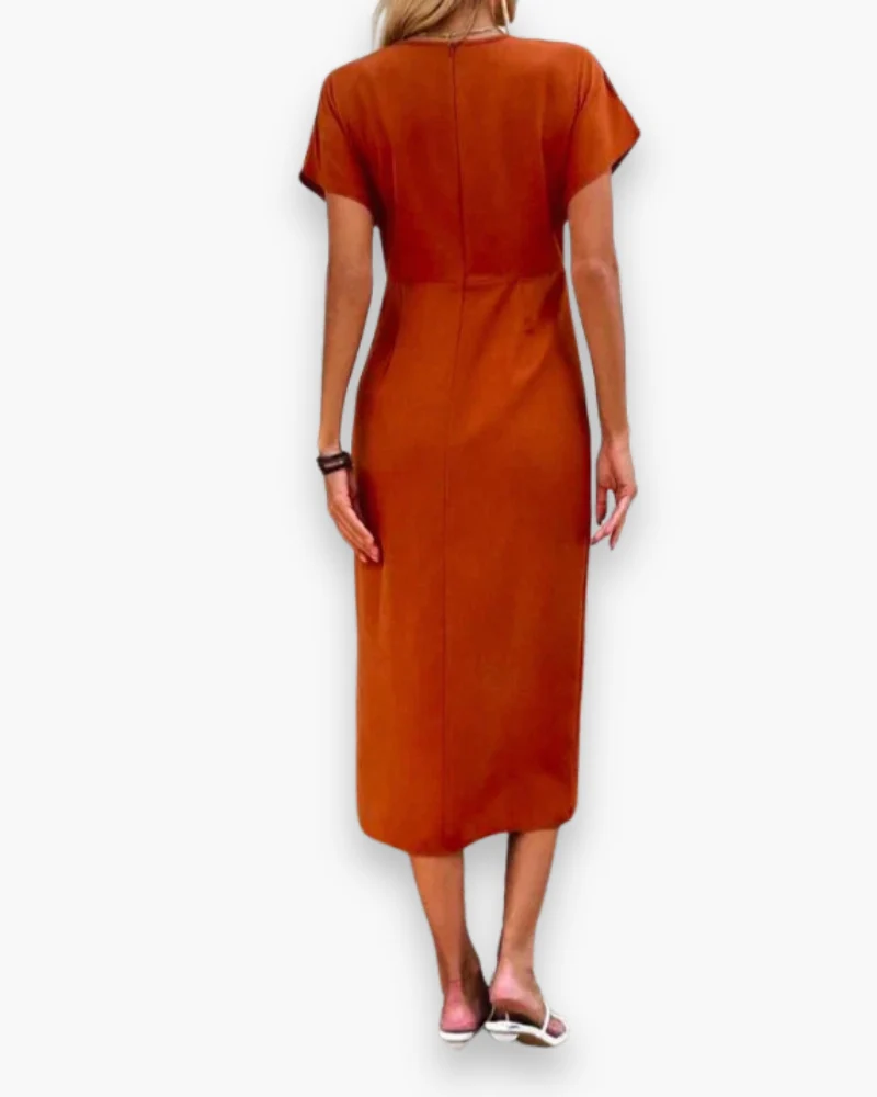Damen Verspieltes Midi Kleid mit V-Ausschnitt | Lässig