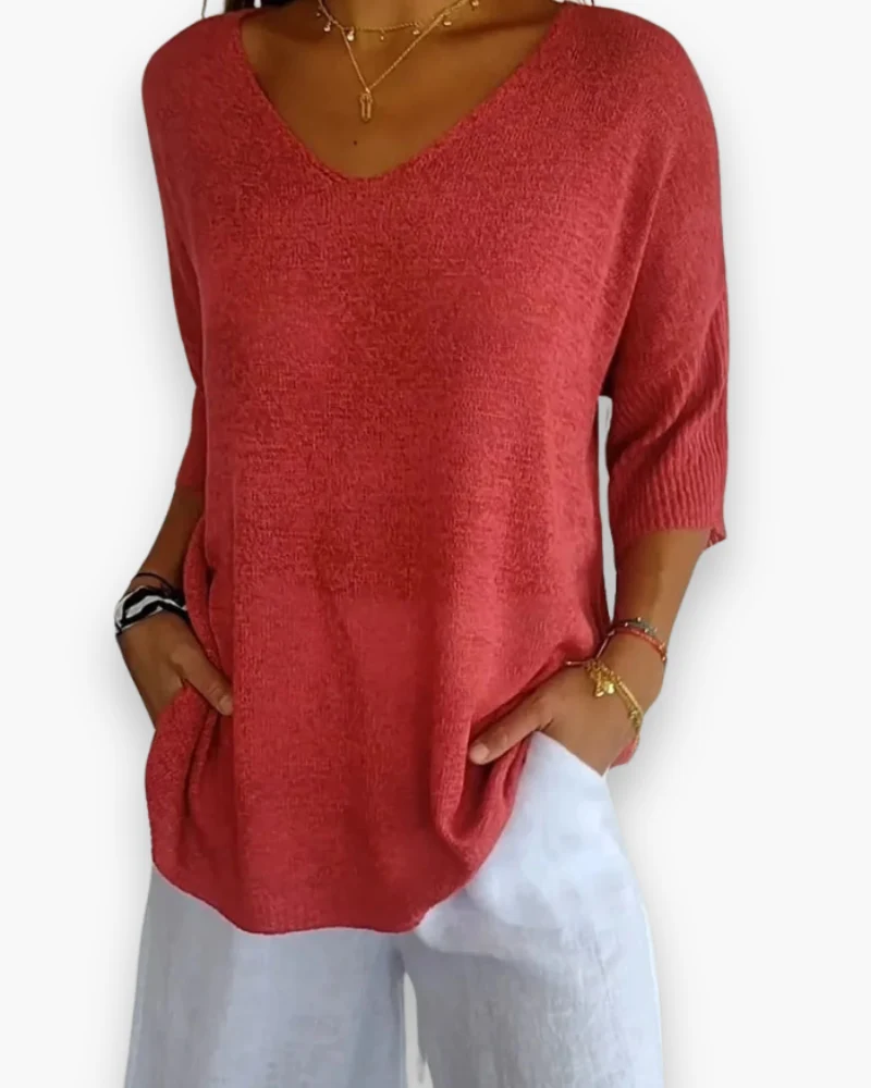 Damen Bequemes V-Ausschnitt Top | Vielseitig und Stilvoll