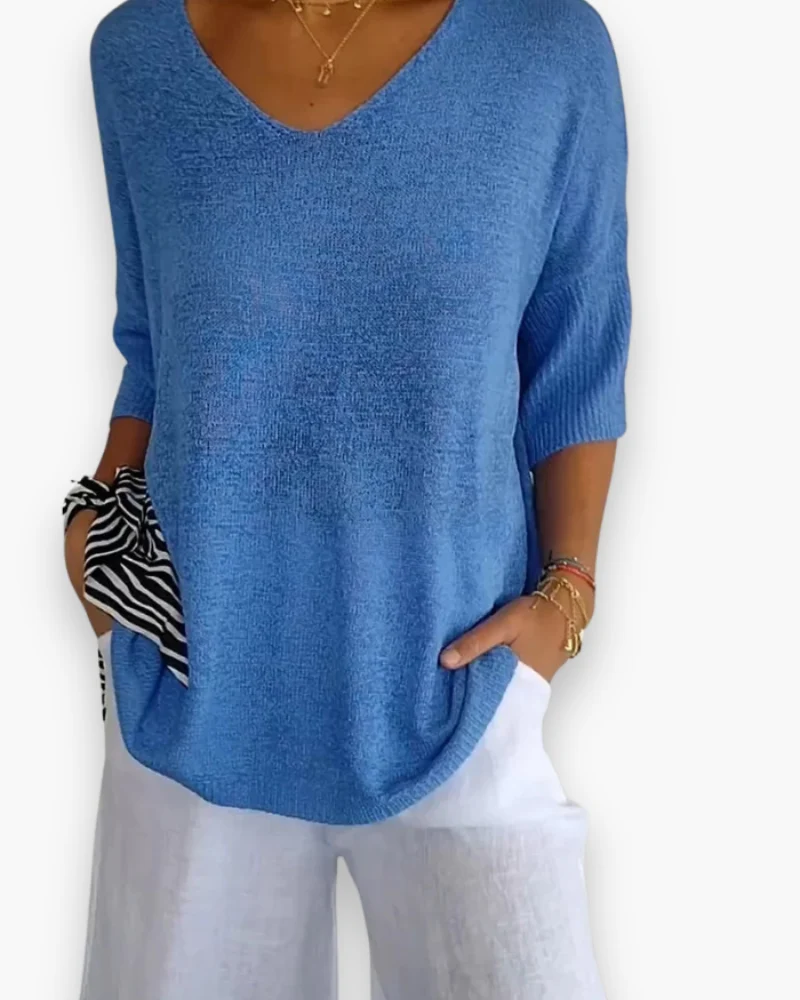 Damen Bequemes V-Ausschnitt Top | Vielseitig und Stilvoll