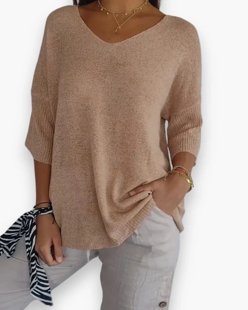 Damen Bequemes V-Ausschnitt Top | Vielseitig und Stilvoll