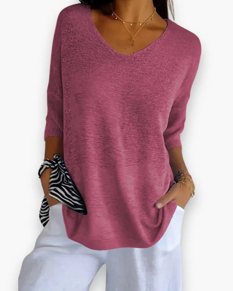 Damen Bequemes V-Ausschnitt Top | Vielseitig und Stilvoll