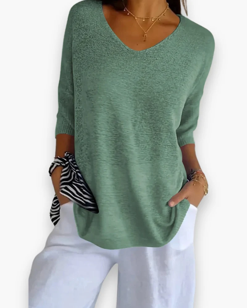 Damen Bequemes V-Ausschnitt Top | Vielseitig und Stilvoll