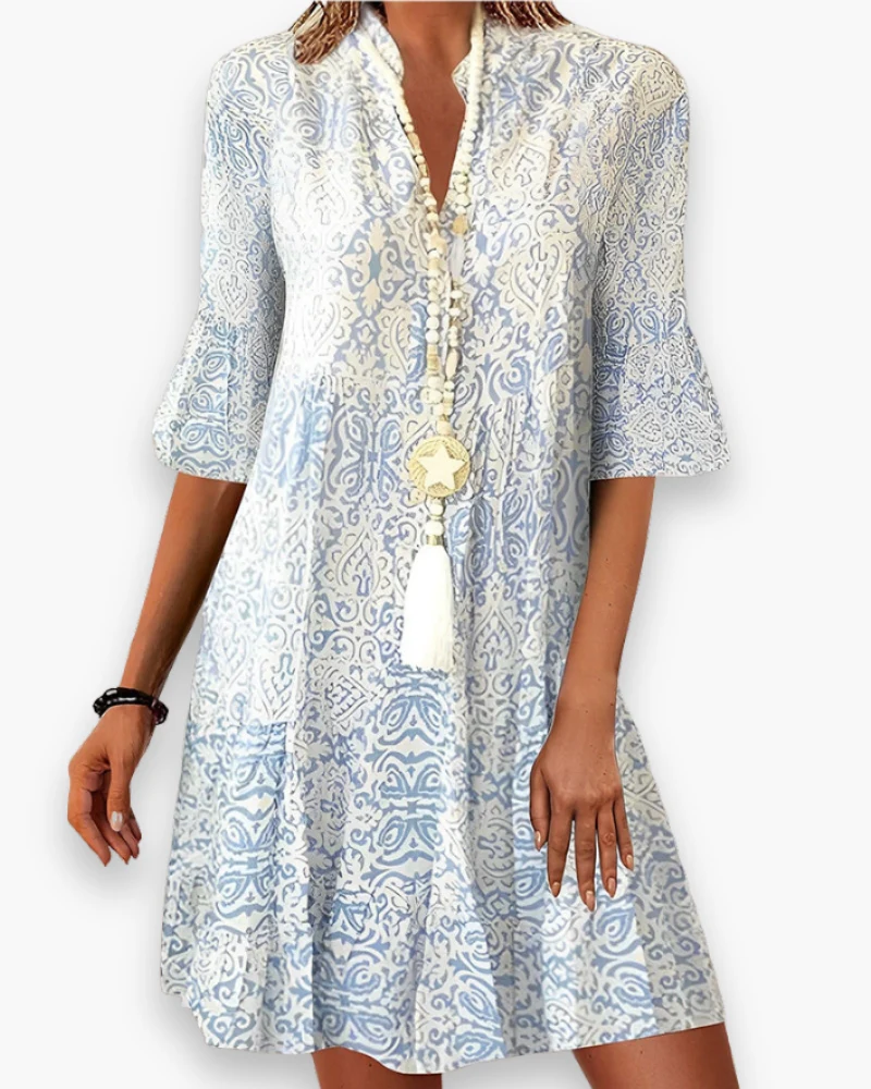 Damen Elegantes Print Kleid | Vielseitig Sommerkleid