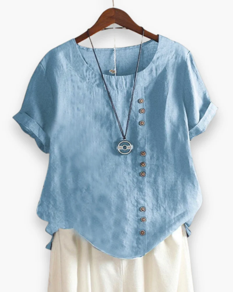 Damen Elegante Kurzarm-Bluse | Unifarben