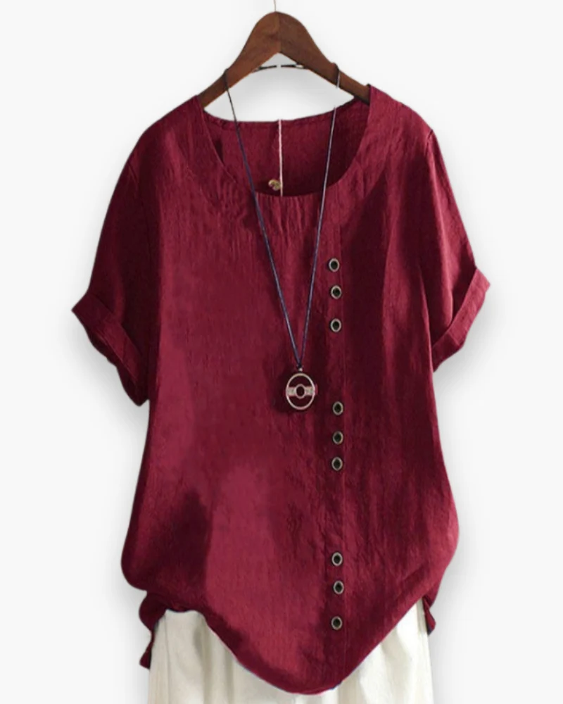 Damen Elegante Kurzarm-Bluse | Unifarben
