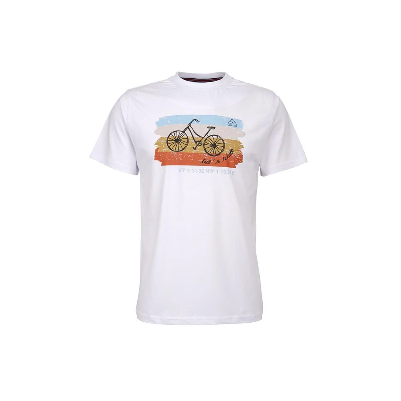BRIGG Herren T-Shirt TRAVELBIKE weiß Printshirt