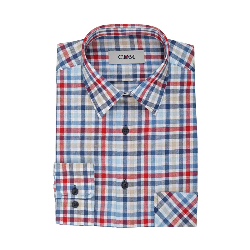 CDM® Herren Hemd rot/blau 1/1 Arm comfort fit
