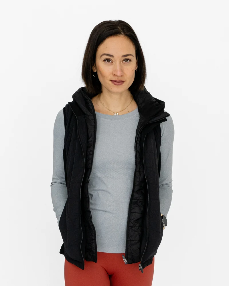 Double Zip Light Puffer Weste (mit abnehmbarer Kapuze)