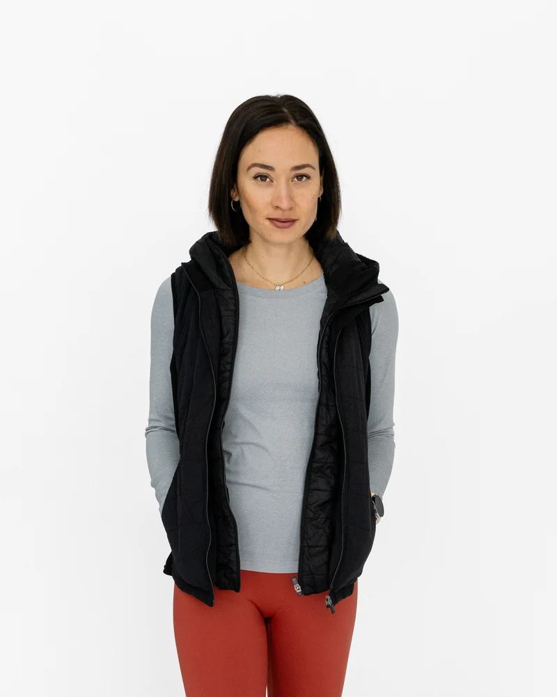 Double Zip Light Puffer Weste (mit abnehmbarer Kapuze)