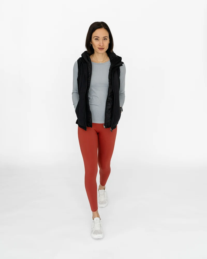 Double Zip Light Puffer Weste (mit abnehmbarer Kapuze)